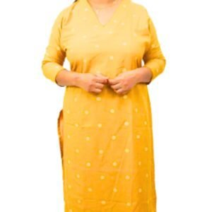 Trendy Slitted Cotton V-Neck Kurti-INK002