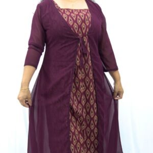 GEORGETTE WITH AJRAKH JACKET KURTI-INJ001