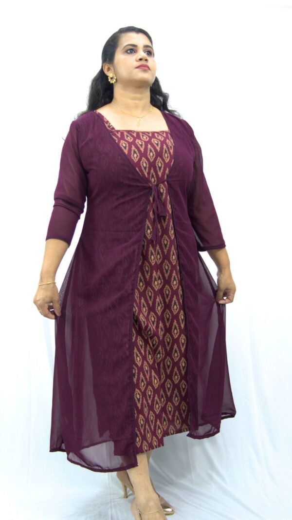 GEORGETTE WITH AJRAKH JACKET KURTI-INJ001 - Image 2