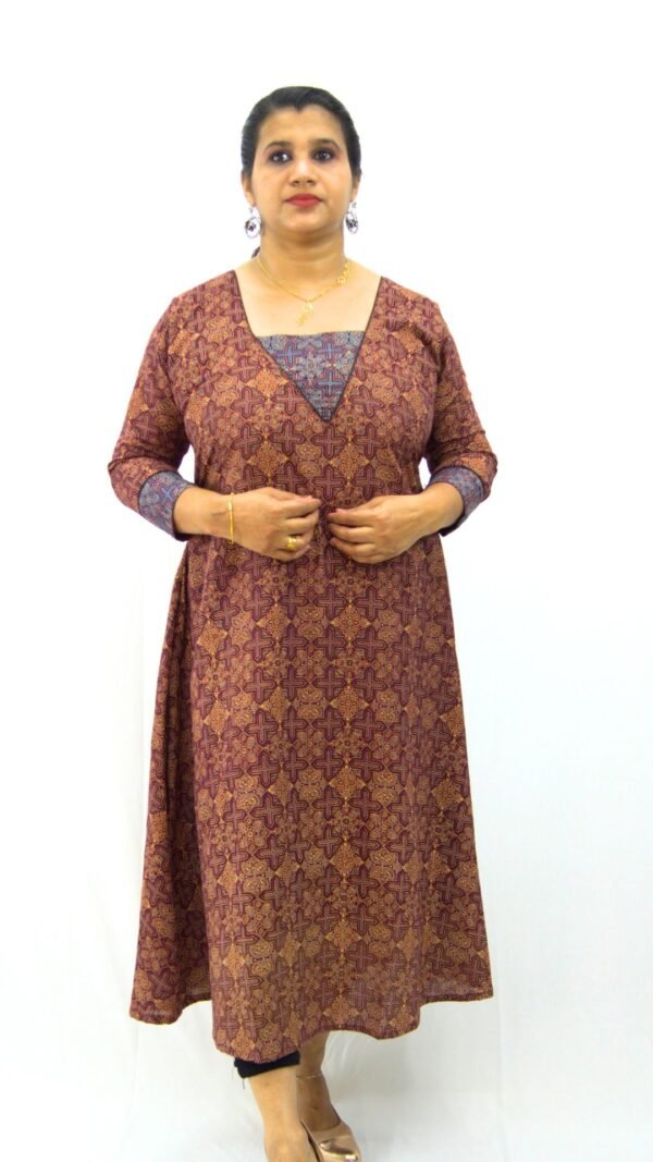 AJRAKH COTTON ALINE KURTI-INK1002