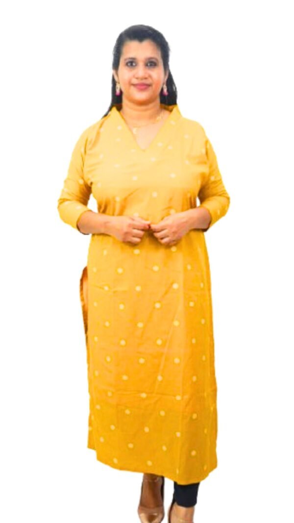 Trendy Slitted Cotton V-Neck Kurti-INK002