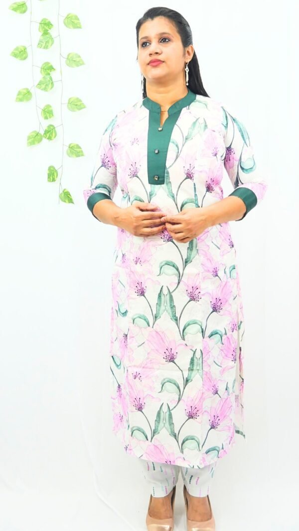Elegant Silk Blend Co-Ord Set Kurti with Bottom-INK009 - Image 2