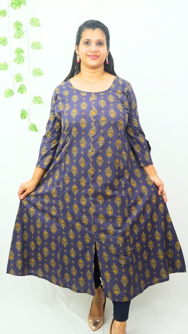 Elegant Cotton Princess Cut A-Line Kurti-INK006 - Image 3