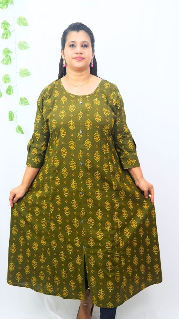 Elegant Cotton Princess Cut A-Line Kurti-INK006 - Image 2