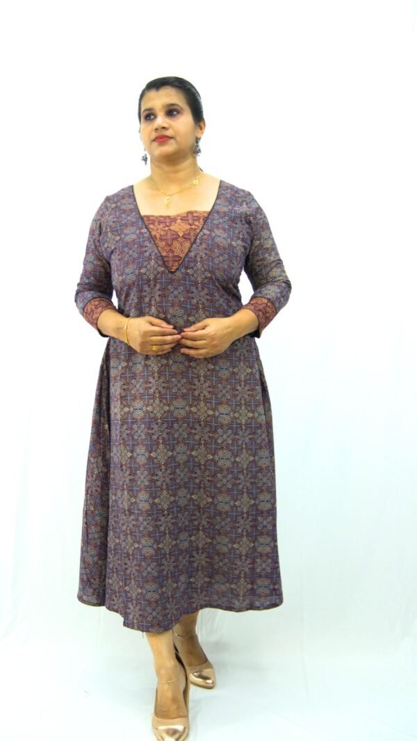 AJRAKH COTTON ALINE KURTI-INK1002 - Image 2