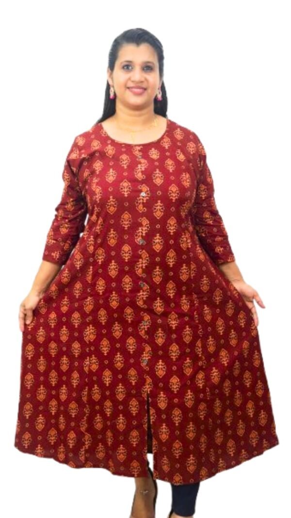 Elegant Cotton Princess Cut A-Line Kurti-INK006
