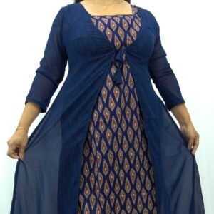 GEORGETTE WITH AJRAKH JACKET KURTI-INJ001