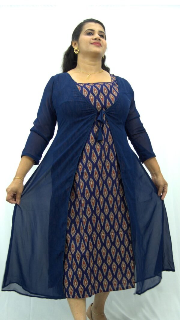GEORGETTE WITH AJRAKH JACKET KURTI-INJ001