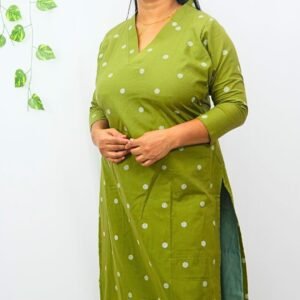 Trendy Slitted Cotton V-Neck Kurti-INK002