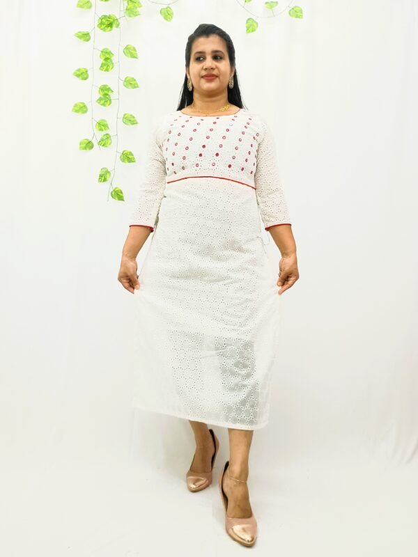 HACOBA PLAIN HANDWORKED SLITTED KURTI-INS001 - Image 2
