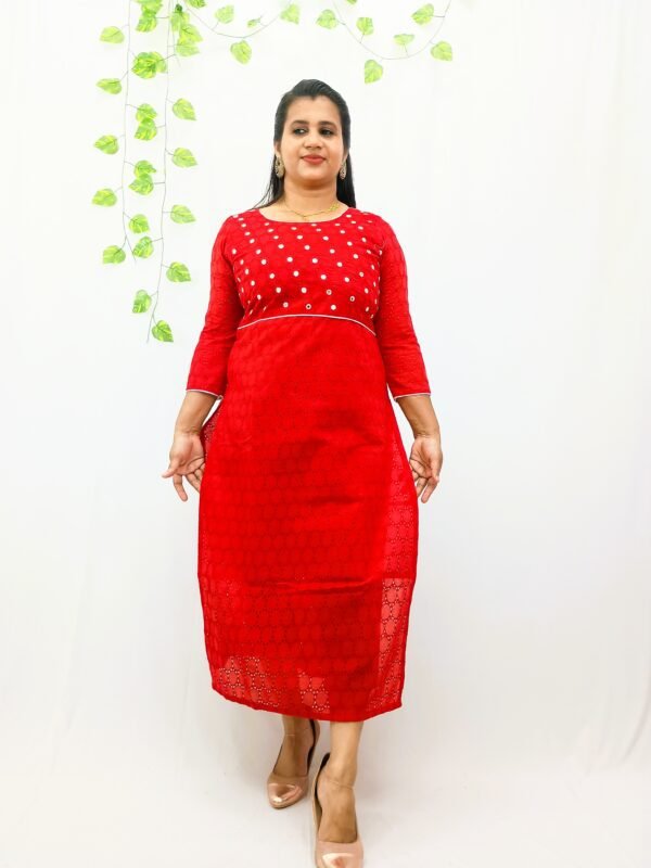 HACOBA PLAIN HANDWORKED SLITTED KURTI-INS001