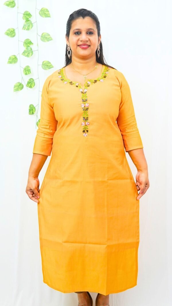 Silk Blend Handworked Slitted Kurti-INK008
