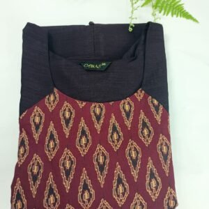 Elegant Dark Purple Vichitra Silk A-Line Kurti-INK004