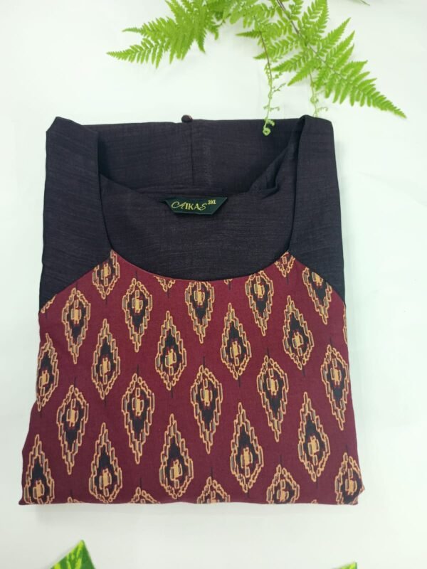 Elegant Dark Purple Vichitra Silk A-Line Kurti-INK004 - Image 2