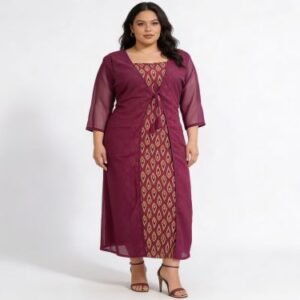 ajrak kurti with georgette jacket