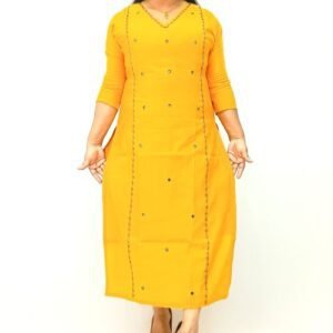 Silk blended handworked slitted kurti-IN1265