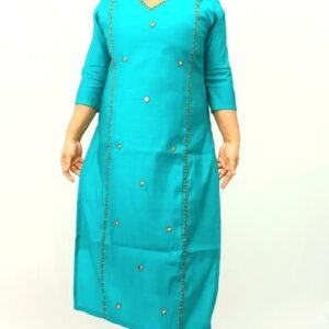 Silk blended handworked slitted kurti-IN1265
