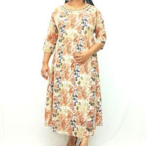 floral printed georgette jewel neck aline kurti-s002