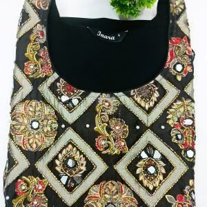 BLACK GEORGETTE PARTYWEAR ALINE KURTI-IN2575