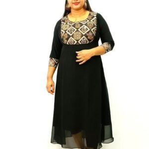 BLACK GEORGETTE PARTYWEAR ALINE KURTI-IN2575