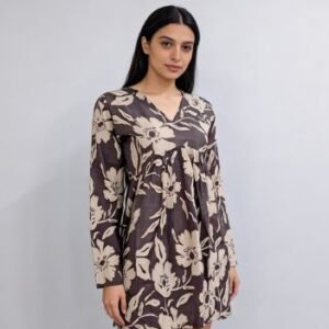 front pleated Short Kurti black