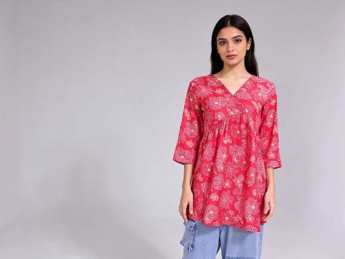 Front Pleated Short kurti for women -